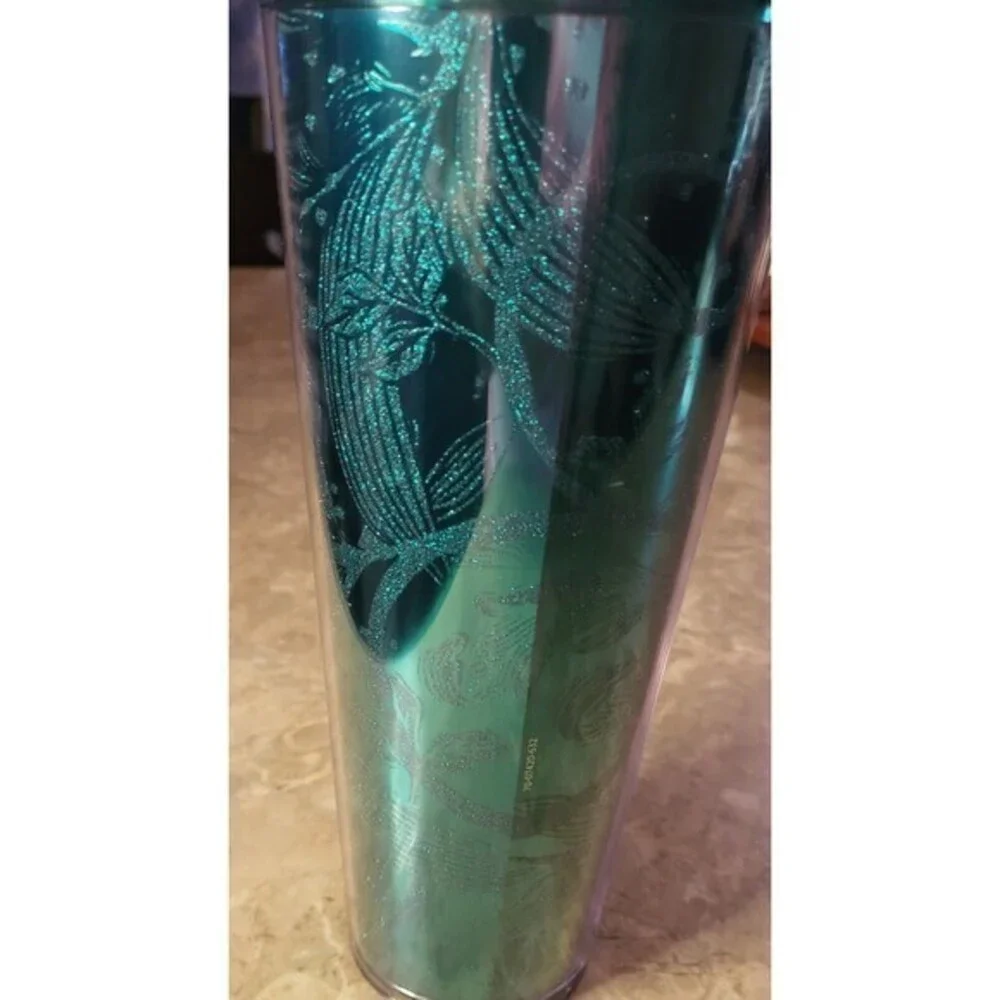 Starbucks 2021 Fall Emerald Sparkle Green Glitter Floral 24‎ oz Tumbler